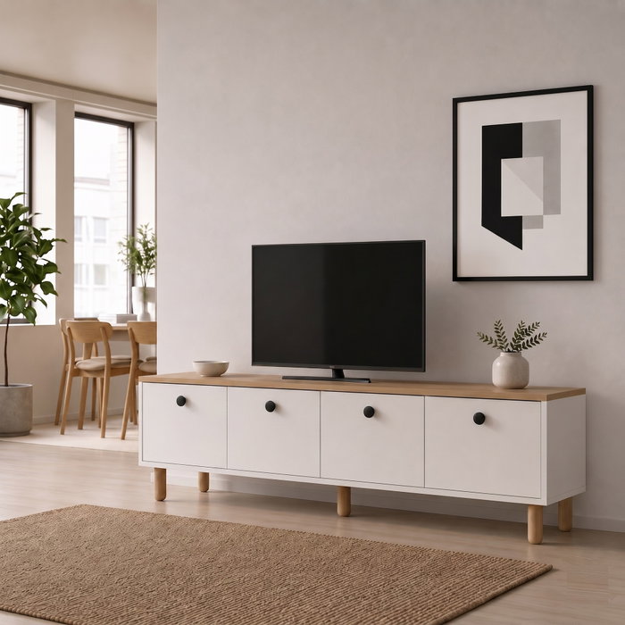 Hanah Home Soporte para TV Pura - Roble Zafiro y Blanco Hanah Home Soporte para TV Pura - Roble Zafiro y Blanco